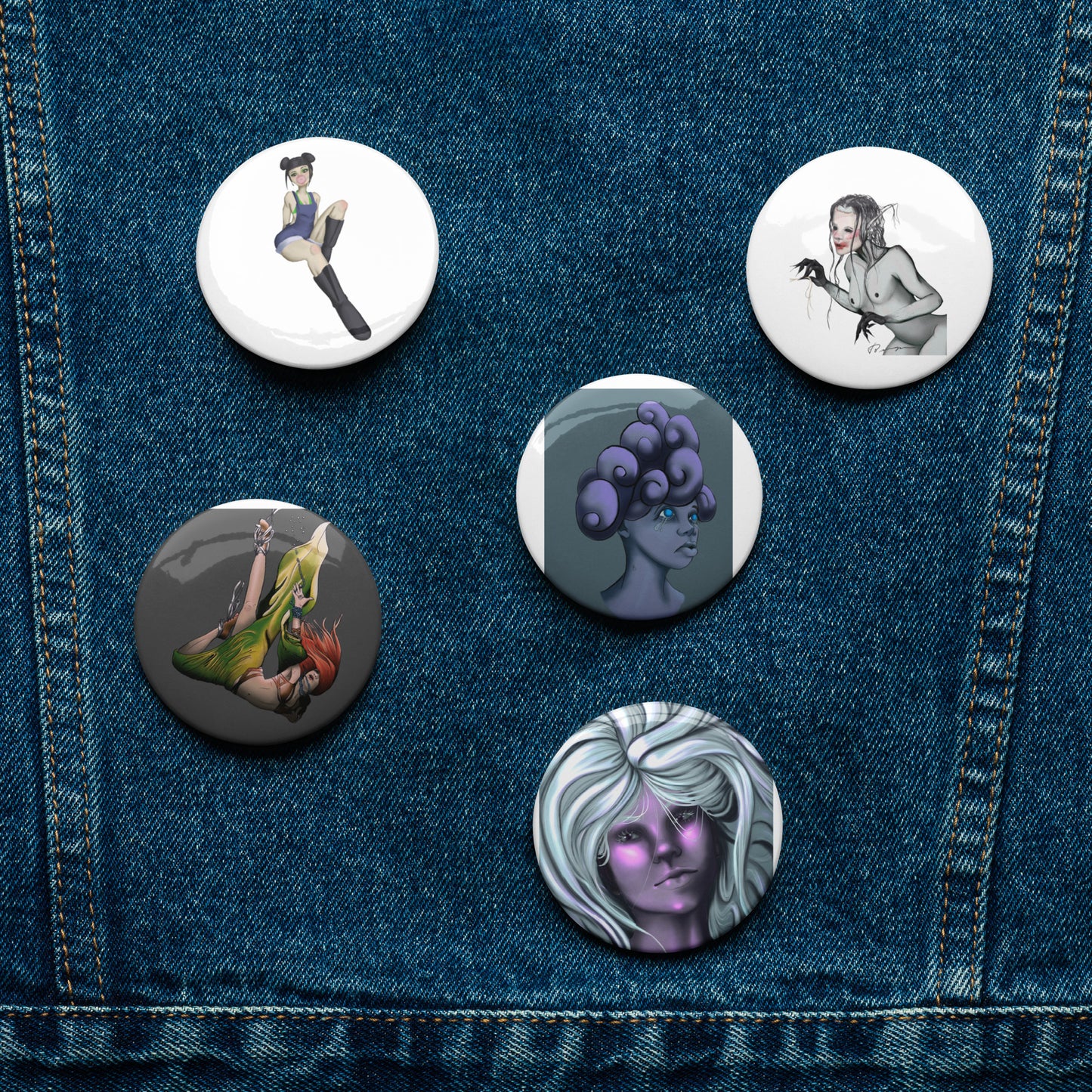 Set of pin buttons